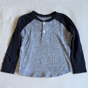 babyGap blue heather raglan baseball long sleeve henley shirt 4T toddler boys